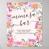 Boho Floral Mimosa Bar Brautparty Sign Poster (Vorne)