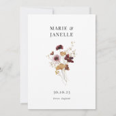 Boho Floral Minimalistisch Hochzeit Einladung (Rückseite)