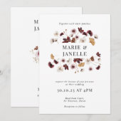 Boho Floral Minimalistisch Hochzeit Einladung (Vorne/Hinten)