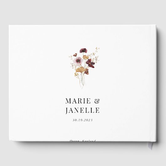 Boho Floral Minimalistisch Wedding Gästebuch (Rückseite)