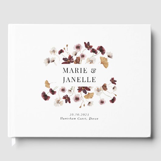 Boho Floral Minimalistisch Wedding Gästebuch (Vorderseite)
