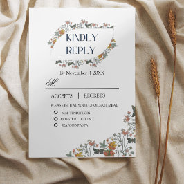 Boho Floral mit Mahlzeiten RSVP-Karte RSVP Karte