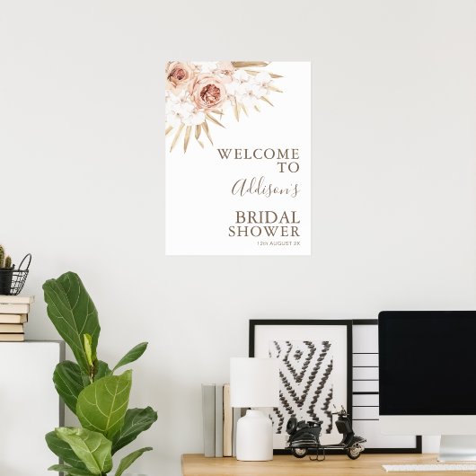 Boho Floral mit Palm-Blätter Brautparty Willkommen Poster (Heimbüro)