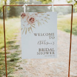 Boho Floral mit Palm-Blätter Brautparty Willkommen Poster<br><div class="desc">Boho Floral with Palm Blätter Brautparty Welcome Sign Dieses moderne böhmische Brautparty Begrüßungsschild zeigt einige blütige Rose,  weiße Obstgärten und einige Palmen Blätter. Ideal für ein modernes böhmisch inspiriertes Brautparty.</div>