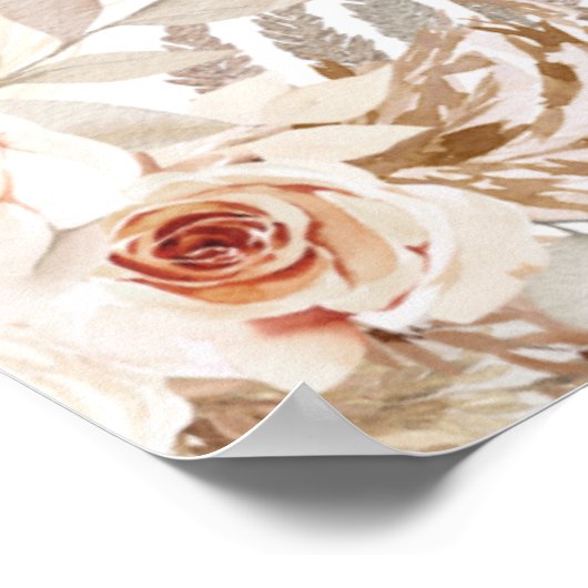 Boho Floral mit Pampas Fern Welcome Brautparty Poster (Ecke)