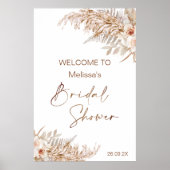 Boho Floral mit Pampas Fern Welcome Brautparty Poster (Vorne)
