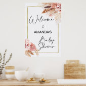 Boho Floral mit Pampas Grass Begrüßungs-Baby-Dusch Poster (Küche)