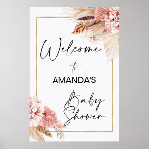 Boho Floral mit Pampas Grass Begrüßungs-Baby-Dusch Poster