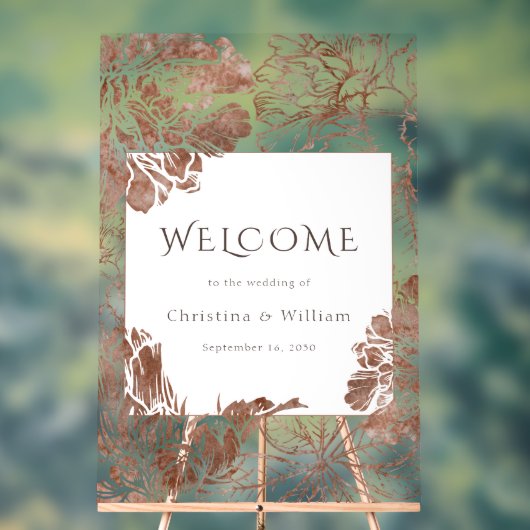 Boho Floral Mocha Brown Wedding Welcome Sign Acrylschild (Neutral)
