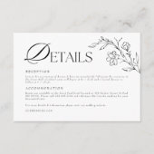 Boho Floral Moderne Minimalistische Hochzeitdetail Begleitkarte (Vorderseite)