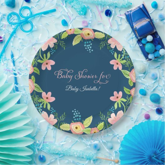 Boho Floral Modernes Baby Girl Pappteller (Party)