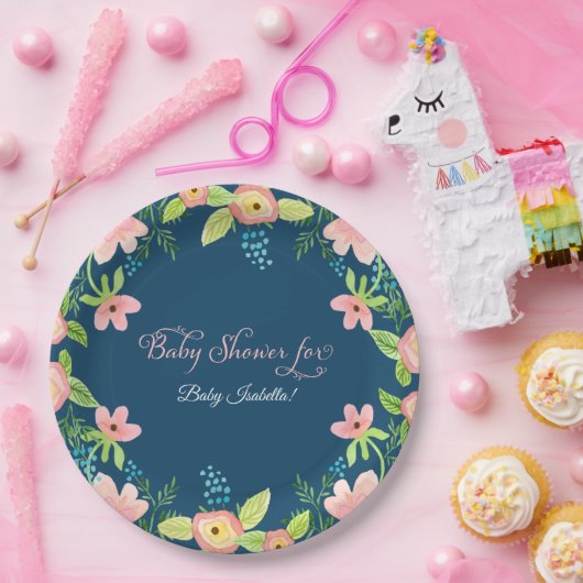 Boho Floral Modernes Baby Girl Pappteller (Party)