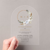Boho Floral Monogram Elegant Wedding Acryleinladungen (Insitu (Handheld))