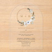 Boho Floral Monogram Elegant Wedding Acryleinladungen (Vorderseite)