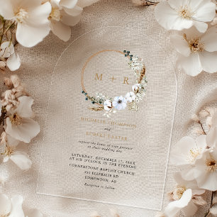 Boho Floral Monogram Elegant Wedding Acryleinladungen