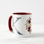 Boho Floral Monogram K-Kaffee Tasse (Vorderseite Links)