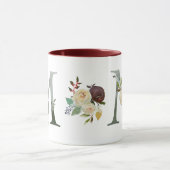 Boho Floral Monogram M Kaffee Tasse (Zentrum)