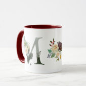 Boho Floral Monogram M Kaffee Tasse (Vorderseite Links)