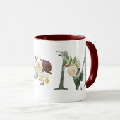 Boho Floral Monogram M Kaffee Tasse (VorderseiteRechts)