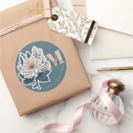 Boho Floral Monogram Runder Aufkleber