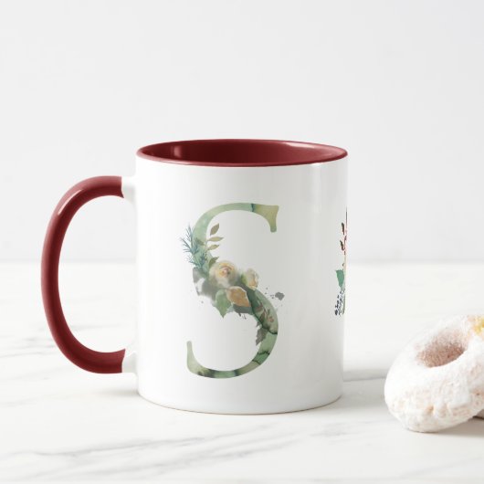 Boho Floral Monogram S-Kaffee Tasse (Mit Donut)