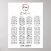 Boho Floral Monogram Seating Chart Sign Poster (Vorne)