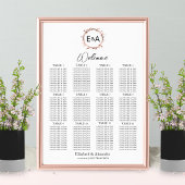 Boho Floral Monogram Seating Chart Sign Poster