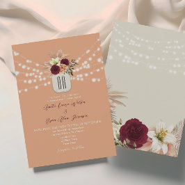 Boho Floral Monogram Wedding Einladung