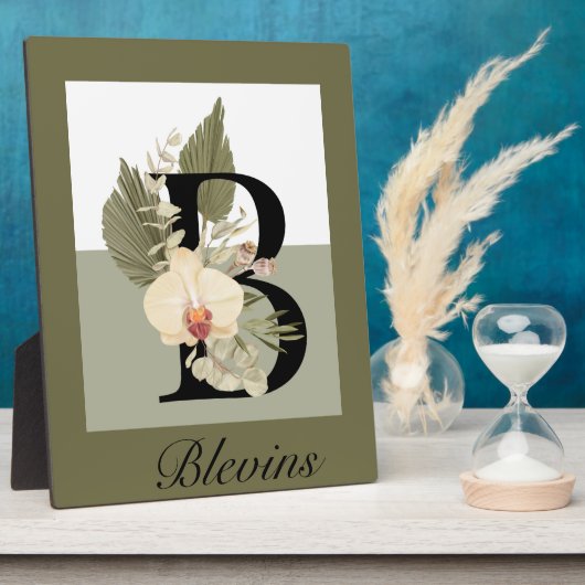 Boho Floral Monogramm B Fotoplatte (Seite)