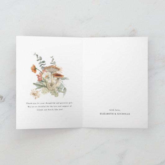 Boho Floral Mushroom | Babydusche Vielen Dank Dankeskarte (Innenseite)