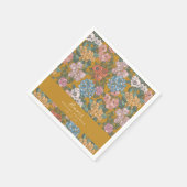 Boho Floral Mustard Yellow Custom Brautparty Serviette (Ecke)