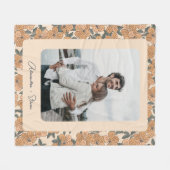 Boho Floral Muster Benutzerdefinierter Foto Name Fleecedecke (Vorderseite (Horizontal))