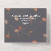 Boho Floral Muster Design Monogram Wedding All In One Einladung (Rückseite)