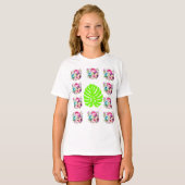 Boho Floral Muster mit grünem Leaf T-Shirt (Vorne ganz)