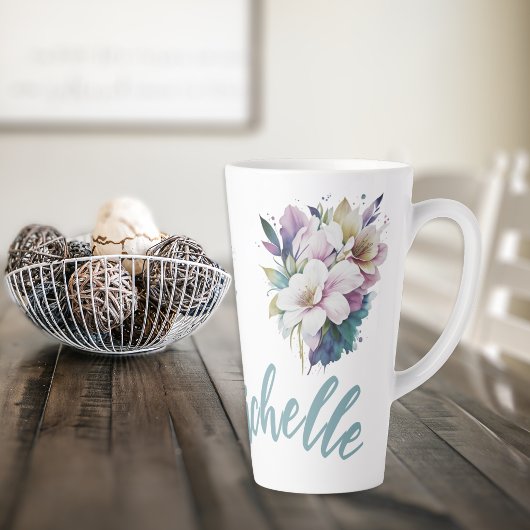 Boho Floral Name Latte Tasse