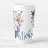 Boho Floral Name Latte Tasse (Vorderseite)