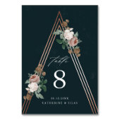Boho Floral Navy Blue Wedding Tischnummer (Vorderseite)