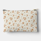 Boho Floral Neutral Ditsy Flower Print Name Beige Zubehörtasche (Rückseite)