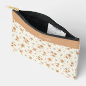 Boho Floral Neutral Ditsy Flower Print Name Beige Zubehörtasche (Offen)