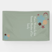 Boho Floral Neutral Sage Green Baby Dusche Banner (Horizontal)