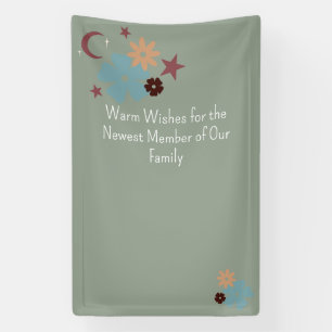 Boho Floral Neutral Sage Green Baby Dusche Banner
