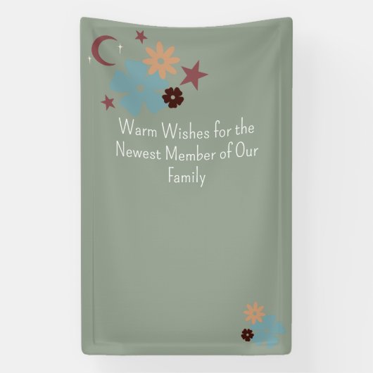 Boho Floral Neutral Sage Green Baby Dusche Banner (Vertikal)