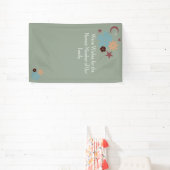 Boho Floral Neutral Sage Green Baby Dusche Banner (InSitu)