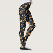 Boho Floral Niedlich Black Orange Blue Leggings (Rechts)