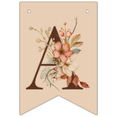 Boho Floral on Creamy Ivory Baby Shower Wimpelkette (Zweite Fahne)