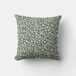 Boho Floral on Dark Emerald Green Kissen