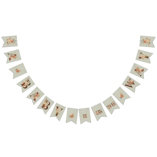 Boho Floral on Textured Blue Baby Shower Wimpelkette (Alle)