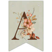 Boho Floral on Textured Blue Baby Shower Wimpelkette (Zweite Fahne)