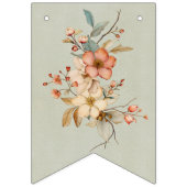 Boho Floral on Textured Blue Baby Shower Wimpelkette (Erste Fahne)