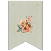 Boho Floral on Textured Blue Baby Shower Wimpelkette (Dritte Fahne)